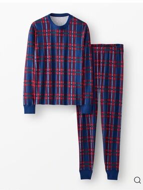 Hanna Andersson Women’s Blue and Red Plaid Long-Sleeve Pajama Set